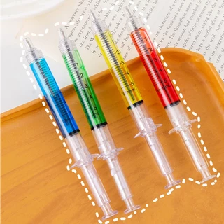 💉ปากกาลูกลื่นทรงเข็มฉีดยา🌈✍ ลูกลื่นไส้น้ำเงิน 🎲สุ่มสี✔️พร้อมส่งในไทย ของขวัญ ของชำร่วย ปากกาแบบกด