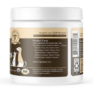 Fera Pets USDA Organic Mushroom Blend for Immune Support for dogs and cats