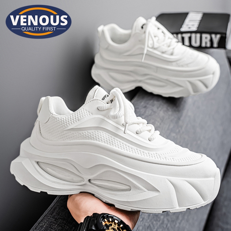 【Venous】2025 รองเท้าสีขาวเกาหลีสำหรับผู้ชาย รองเท้ากีฬาสบายๆ เดิมผู้ชาย รองเท้ากีฬายางสำหรับผู้ชาย
