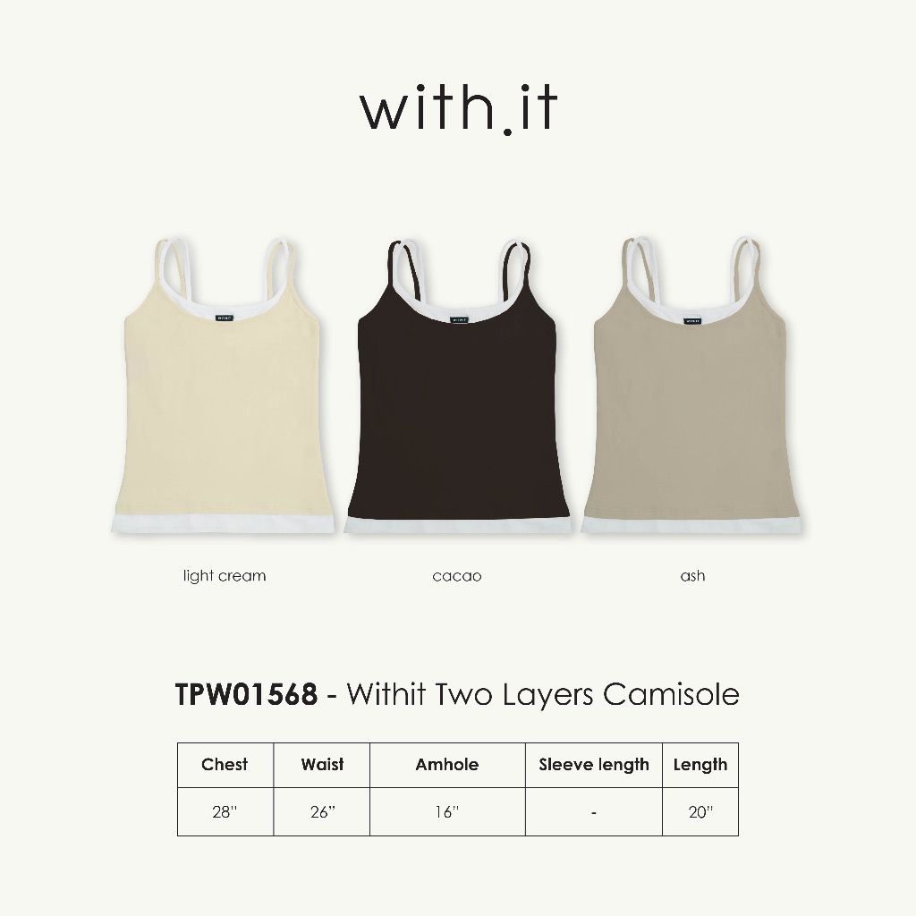 Withit double layers camisole with black label สายเดี่ยวสองชั้น - TPW01568