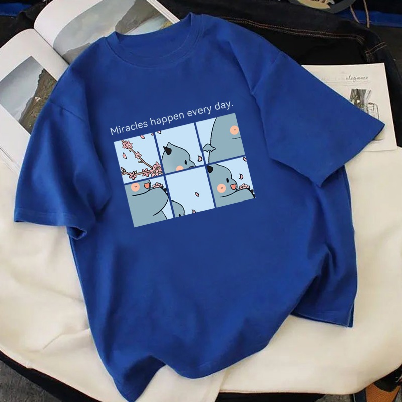 🚚【จัดส่งจากประเทศไทย】เสื้อยืดคอกลมพิมพ์ลายน่ารัก ระบายอากาศได้ดี เสื้อ