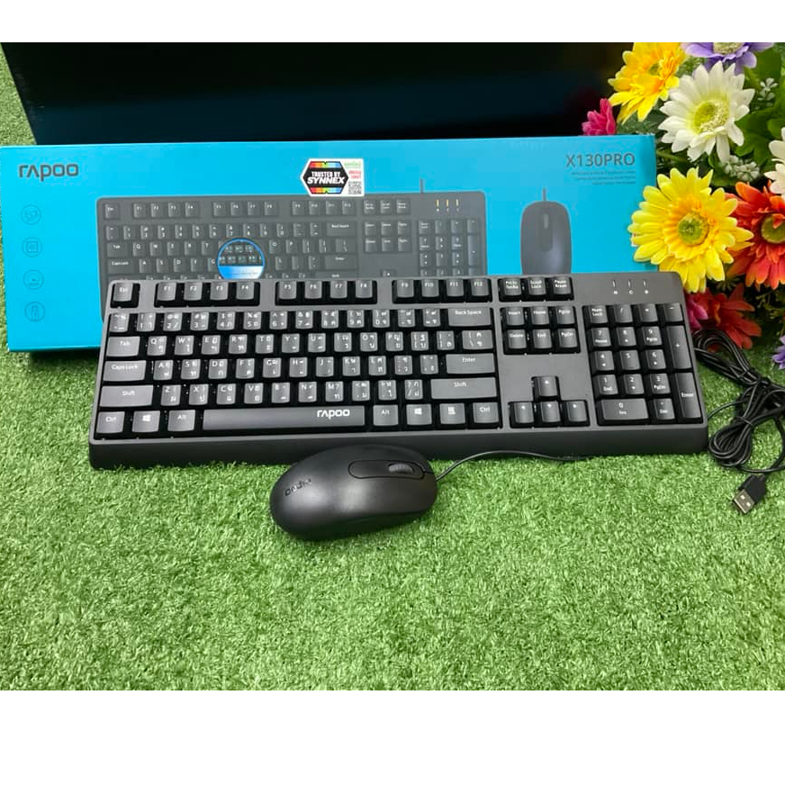 RAPOO X130PRO KEYBOARD & MOUSE (คีย์บอร์ดและเมาส์) RAPOO X130PRO BLACK 2IN1 USB เชื่อมต่อ ผ่านช่อง U