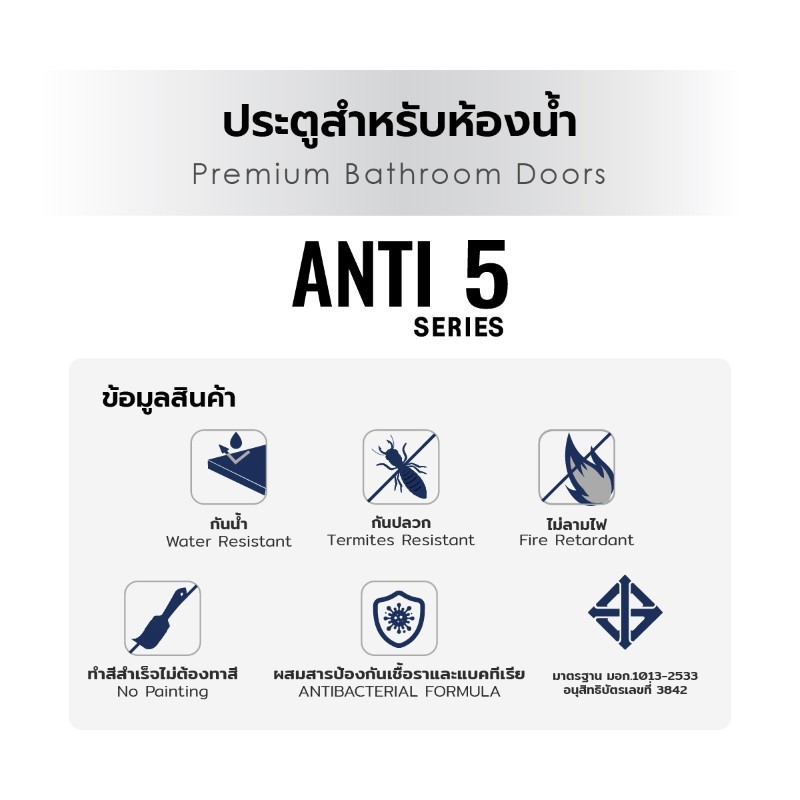 (รอผลิต20วัน) ประตูห้องน้ำ PVC Anti5 รุ่น P3 เกล็ดบน (ไม่รวมวงกบ) Polywood ประตู PVC ประตูบานเกล็ด ประตู PVC - รูปที่ 2