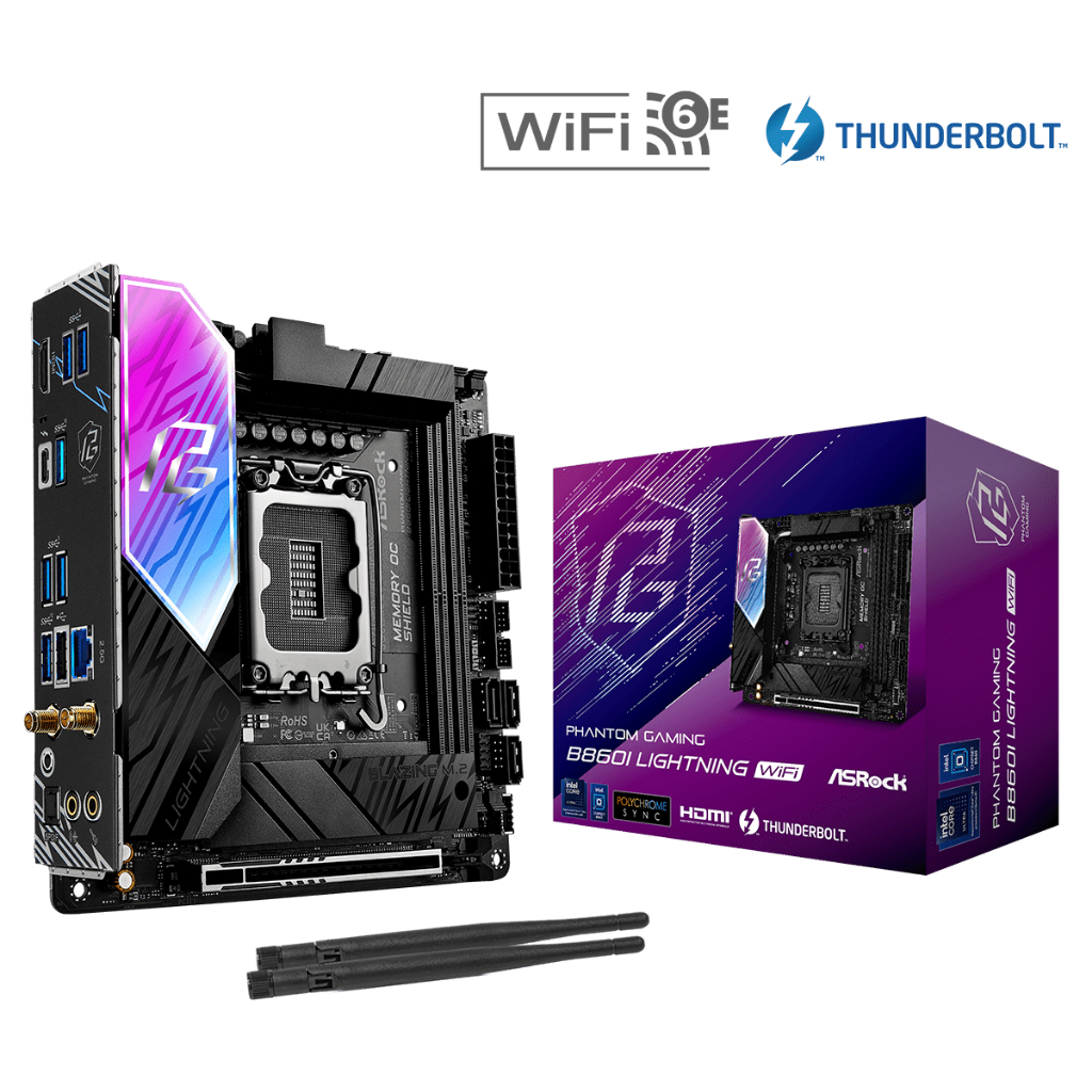 MAINBOARD (เมนบอร์ด) ASROCK B860I Lightning WiFi LGA1851 DDR5 Wi-Fi6E Mini-ITX