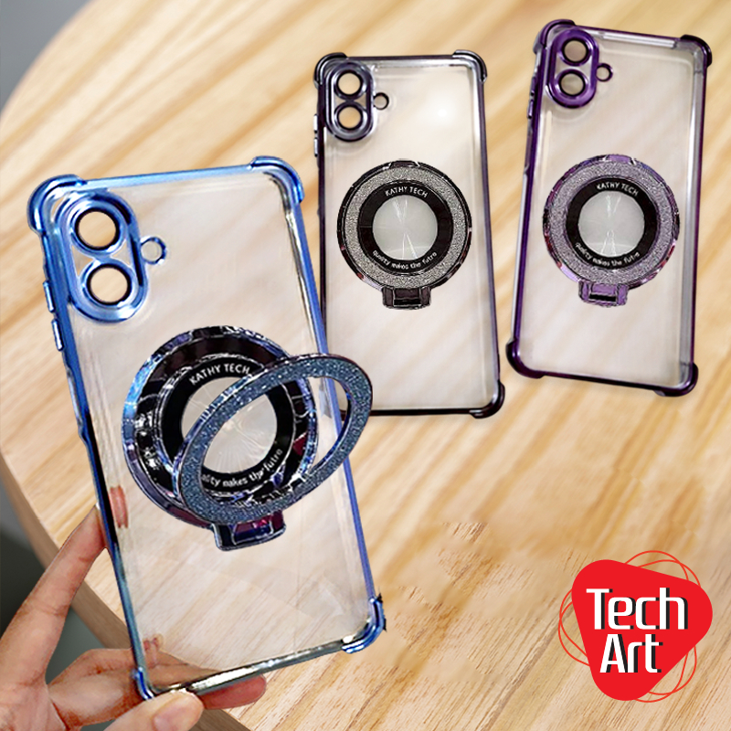 เคสนิ่มใสขอบเงาเลนส์กันกล้อง Vivo Y100 Y04(4G)/Y29s(5G) Y29(4G) V27/V27Pro ขาตั้งแม่เหล็กกากเพชรทรงก