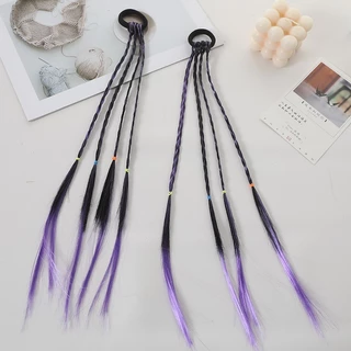 ยางรัดผมไฮไลท์ ผมเปียสี น่ารัก แบบยางรัด ติดง่าย ผมเปียปลอมสี หางม้า วิกผมหางม้าเด็ก เล็กโต ยางเปียไฮไลท์ ผมเปียปลอม
