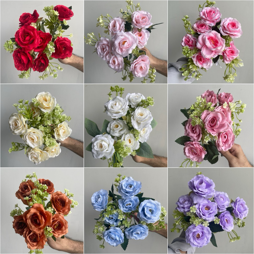 พร้อมส่งกุหลาบตัวแต่งช่อเล็ก รวมรุ่น กุหลาบเล็ก กุหลาบผ้า ดอกไม้ปลอม ดอกไม้ประดิษฐ์ Rose - รูปที่ 2