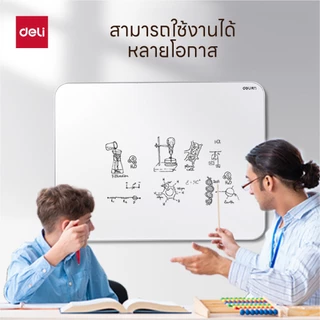 Deli กระดานไวท์บอร์ด มีแผงแม่เหล็กในตัว พร้อมอุปกรณ์ใช้งาน Whiteboard จำหน่าย 1 ชิ้น