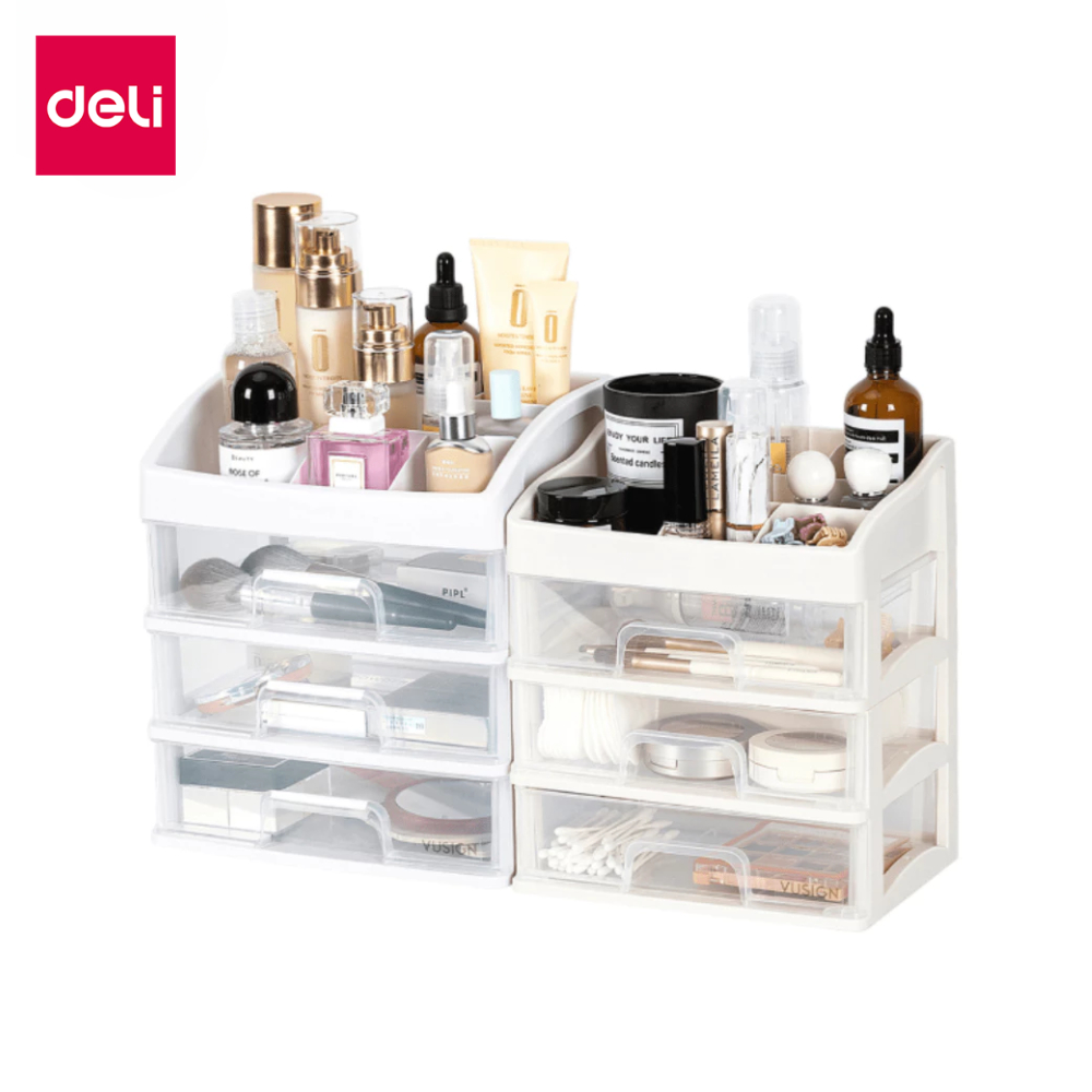 Deli ชั้นวางเครื่องสำอางค์ กล่องเก็บของเอนกประสงค์แบบมีลิ้นชัก กล่องใส่ของ ชั้นวางของ โปร่งใส Cosmet