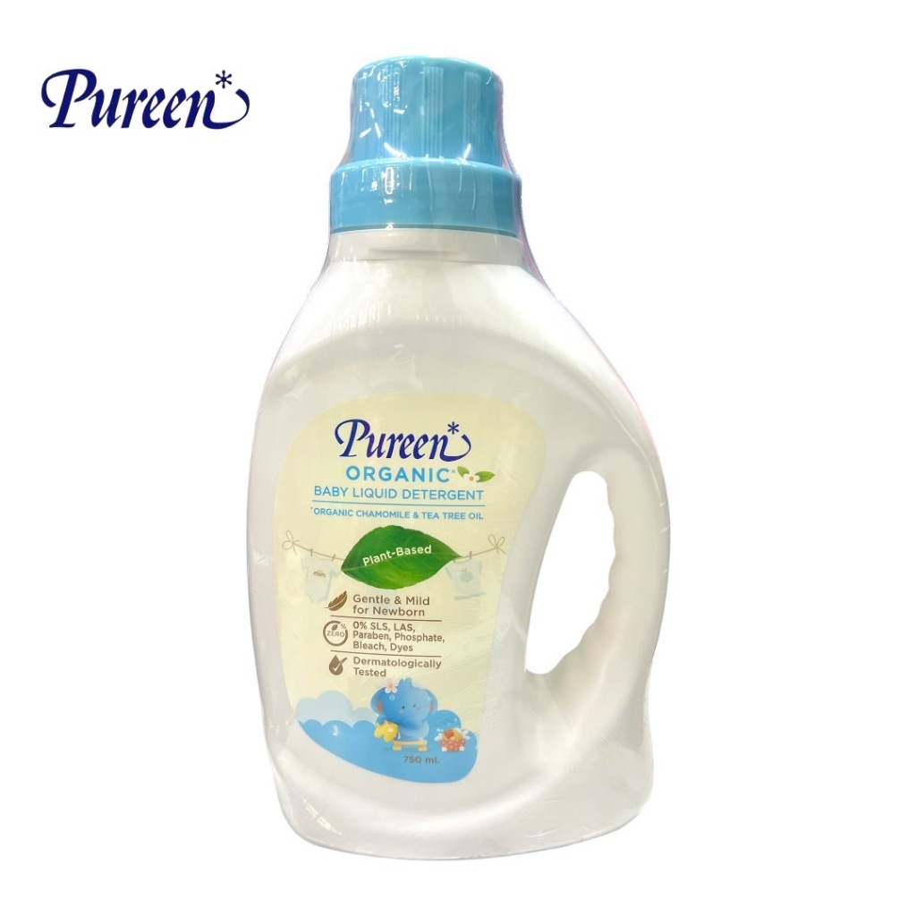 Pureen เพียวรีน (แพคคู่) น้ำยาซักผ้า สูตรออร์แกนิค ขวด 750 มล.+ รีฟีล 550x2 มล.