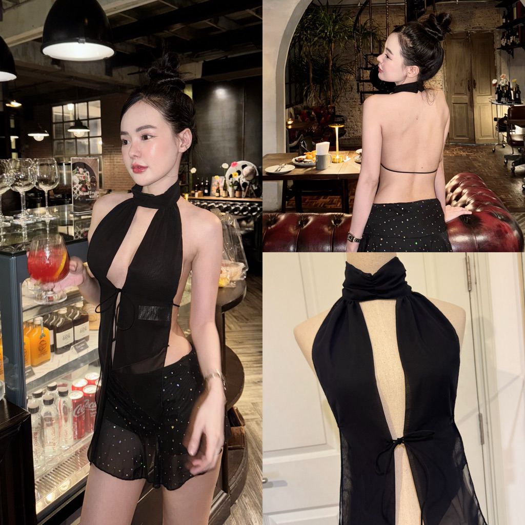 Sexy top เสื้อคล้องคอโชว์หลังสุดแซ่บ แต่งเชือกผูกด้านหน้า