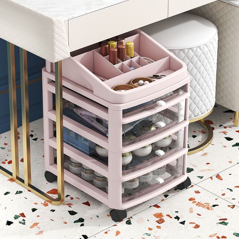 ตู้เก็บเครื่องสําอางโปร่งใส ตู้เก็บเครื่องสําอางแบบเคลื่อนย้ายได้หลายชั้นแบบไม่ต้องประกอบ พร้อมล้อเลื่อน ฝาด้านบนถอดออกใ - รูปที่ 6