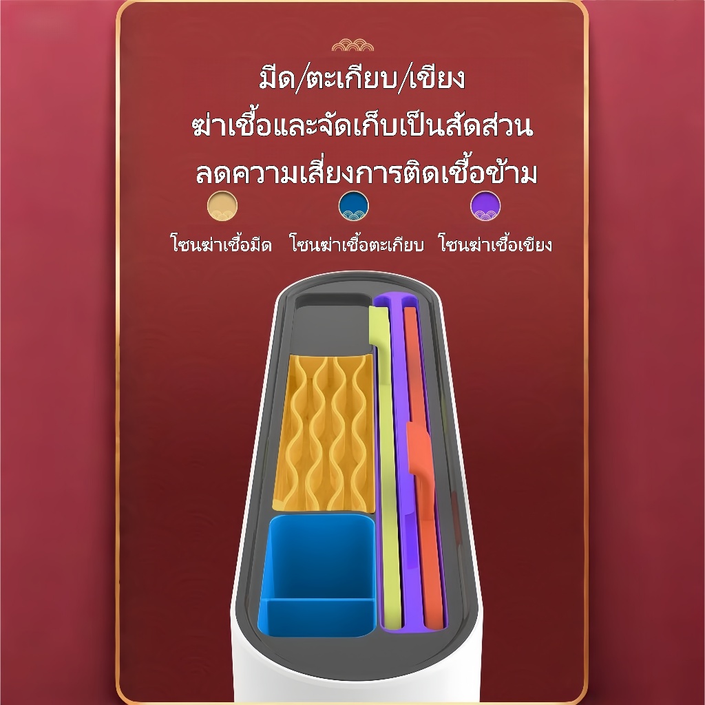 เครื่องอบฆ่าเชื้อ ในครัว ที่เก็บ ช้อน ส้อม ตะเกียบ ที่เสียบ ที่เก็บมีดครัว ที่เก็บมีด แขวน ที่เก็บมีดเชฟ UVฆ่าเชื้อ ราคา ถูกที่สุด ดีลบีเคเค แกลเลอรีภาพที่ 9