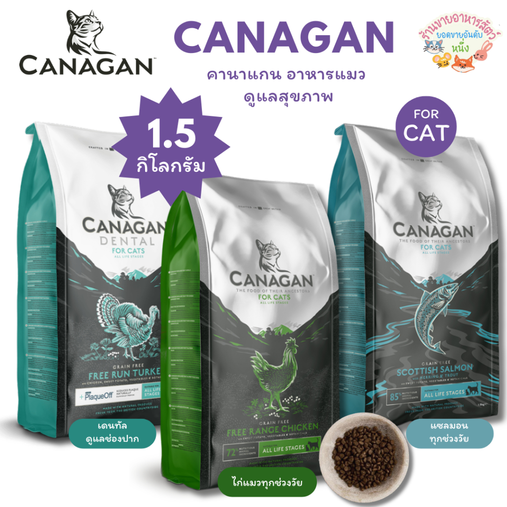 Canagan คานาแกนแมว ไก่ แซลมอน และ สูตรเดนทัล ขนาด 1.5 กิโลกรัม บำรุงขนและผิวหนัง ดูแลระบบทางเดินปัสสาวะ