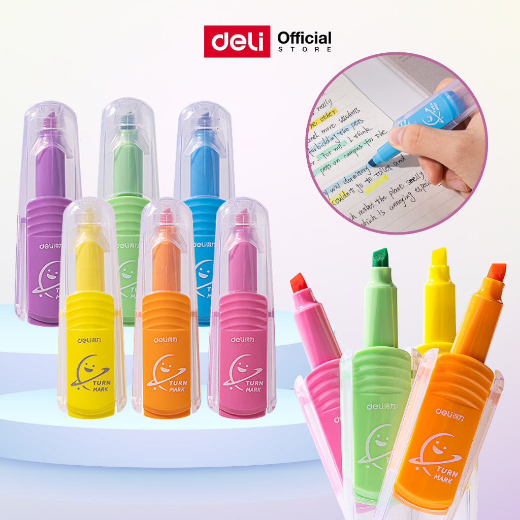 ปากกาเน้นข้อความ (6สี) Deli รุ่น SK409 เขียนลื่น ไม่เลอะมือ สีสดใส (จำหน่าย 1 ชุด / 6 ชิ้น / 6 สี)