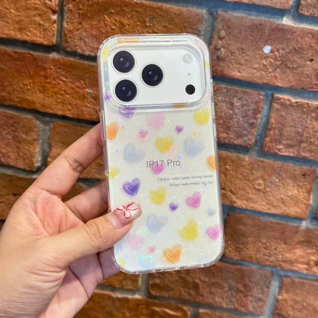 BK  popphone เคสโฮโลแกรม ลายโบว์ ลายหัวใจ งานกล่อง สำหรับรุ่นไอโฟน17promax IP17 IP17pro IP17Air - รูปที่ 5