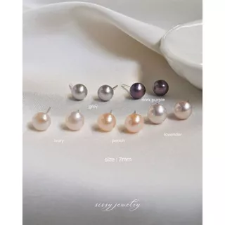 SissyJewelry // ต่างหูเงินแท้ ต่างหูมุกแม่น้ำแท้ Freshwater pearl stud (2.5mm/4mm/5mm/7mm)