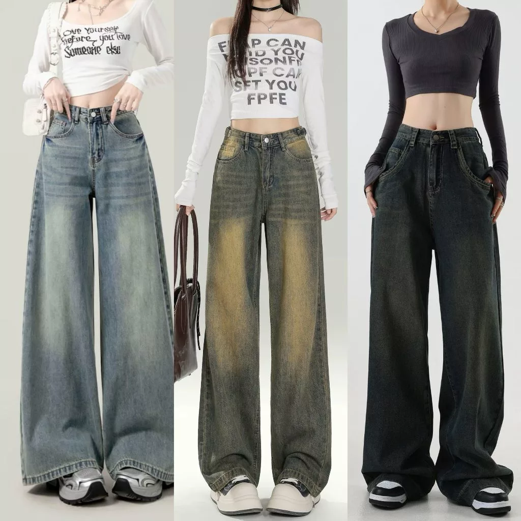 XS-4XL กางเกงยีนส์กระบอก กางเกงยีนส์ผู้หญิง งานเย็บอย่างดี ช่วยพลางหุ่น หลายสีให้เลือก