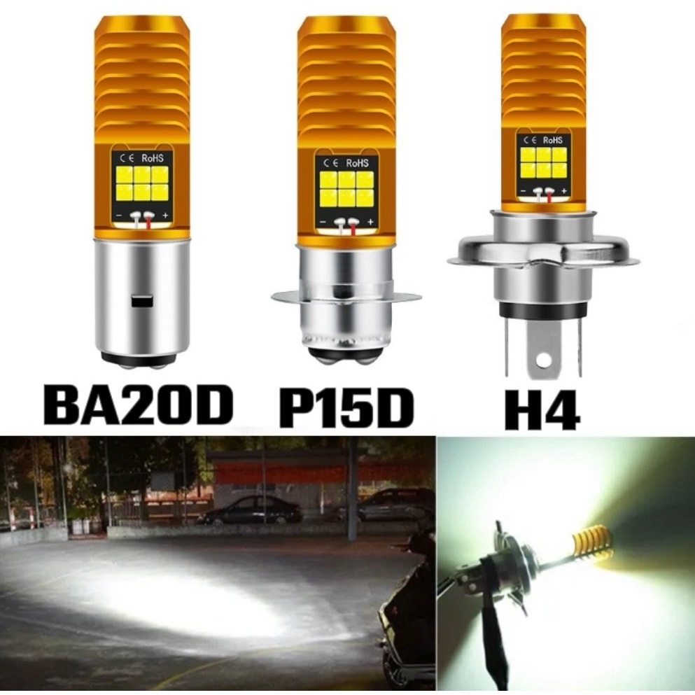 bkk_xenon รถจักรยานยนต์ไฟหน้า H6 P15D H4 BA20D ไฟ6000K Super Bright มอเตอร์สกูตเตอร์ 1หลอด ไฟสว่างมา
