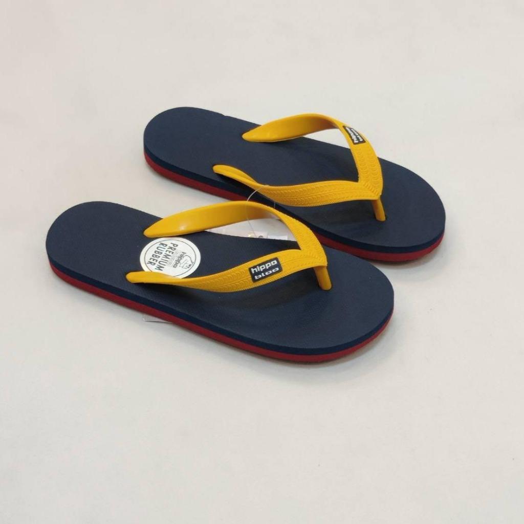 รองเท้าแตะไซส์ใหญ่ Hippo Bloo สีกรมตัดเหลืองแดง ทูโทน เลือกสีได้ตามชอบ น้ำหนักเบา