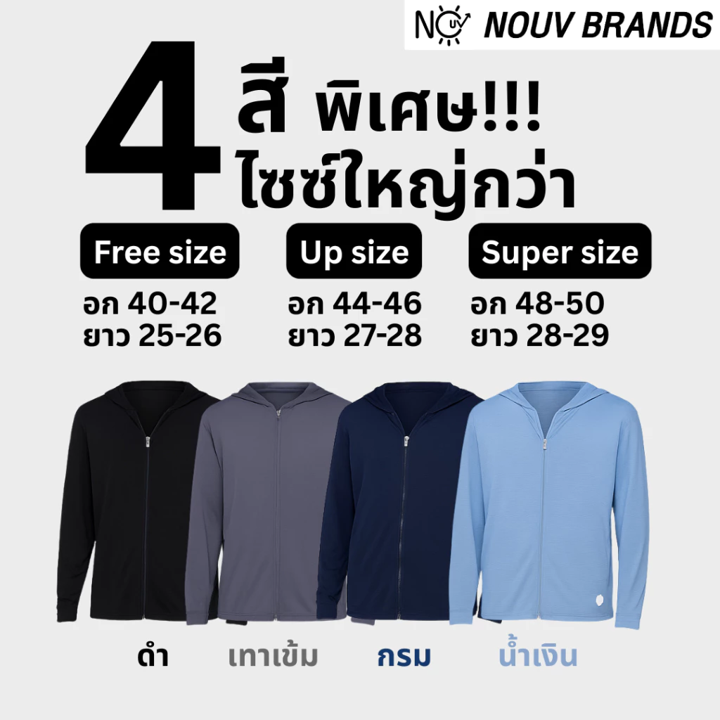 เสื้อคลุมกันแดด กันแสงแดด UV UPF50 NOUV BRANDS เสื้อฮู้ด by ซ้อบรีม sapaichina thumbnail 8