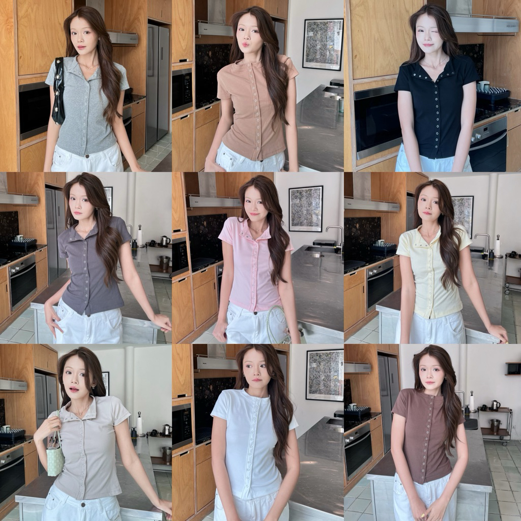 (ไม่ผลิตเพิ่ม)เสื้อผู้หญิง แต่งกระดุม ทรงสวย ใส่ทำงาน แมทง่าย รุ่น Sammy Top by BEMYCHIC