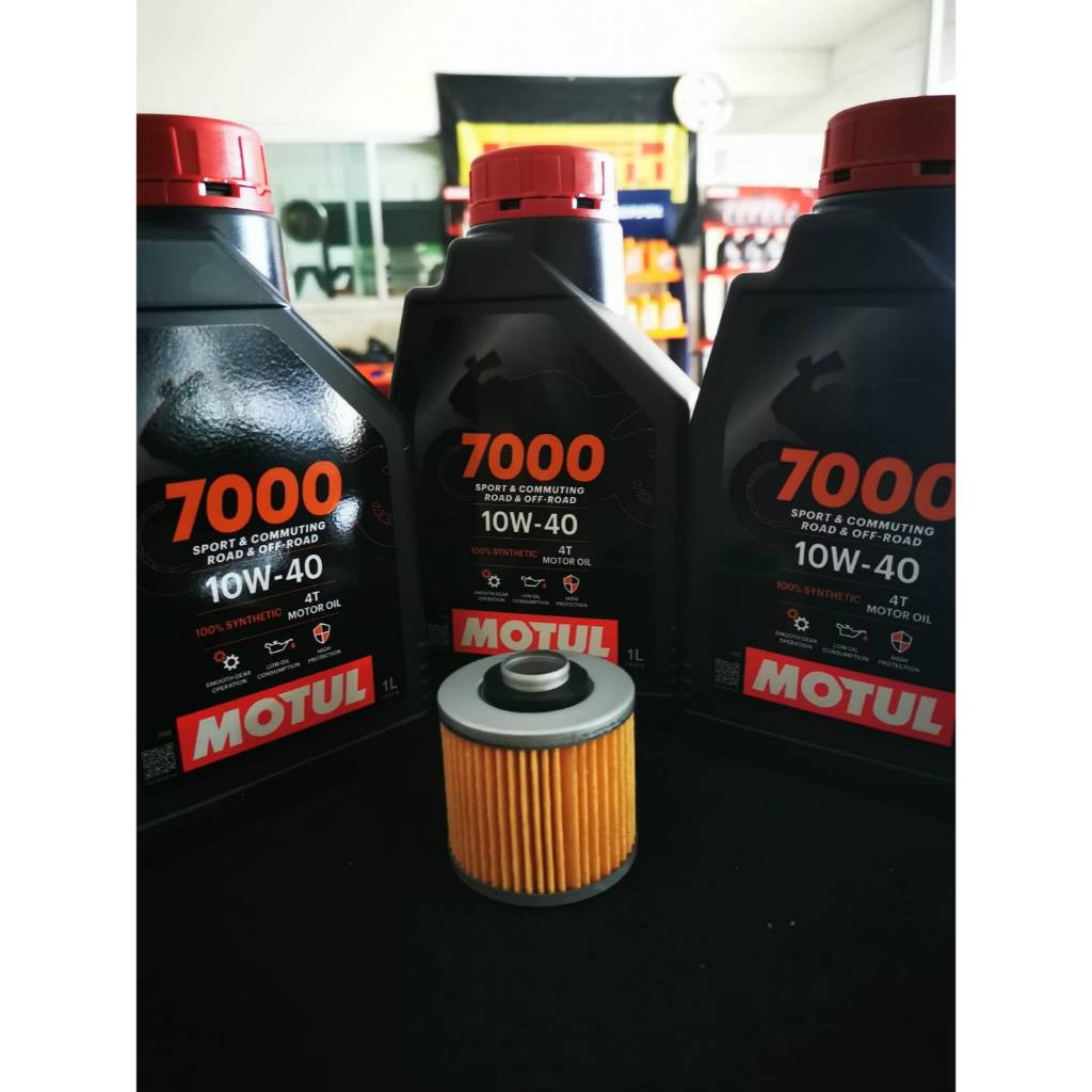 ชุดถ่ายน้ำมันเครื่อง MOTUL HTECT100/  ฉลากใหม่7000 10W-40 3L ฟรีกรองSR400,500 10W-40 3L oil free oil