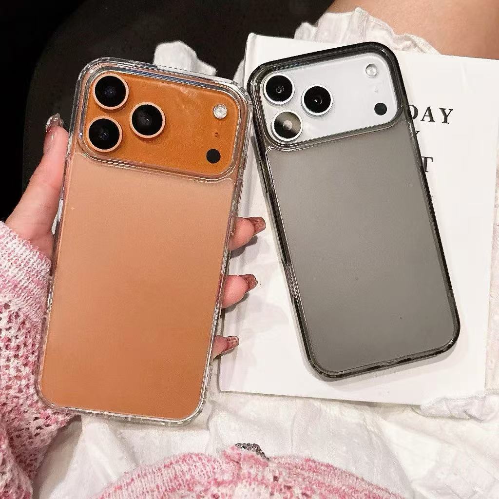เคสไอโฟน17ขอบนิ่มหลังแข็ง งานขุ่นใส ดำ สำหรับรุ่น i17 Pro Max 17 Air 17 i13pro 13promax i12/12pro i12promax i11pro i11