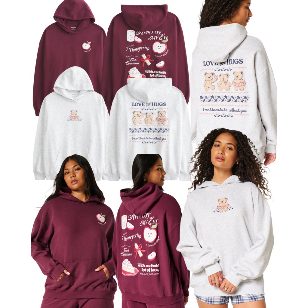 (ของแท้💯) Hollister graphic hoodie ฮู้ดดี้ เสื้อหนาว มี 2 สี