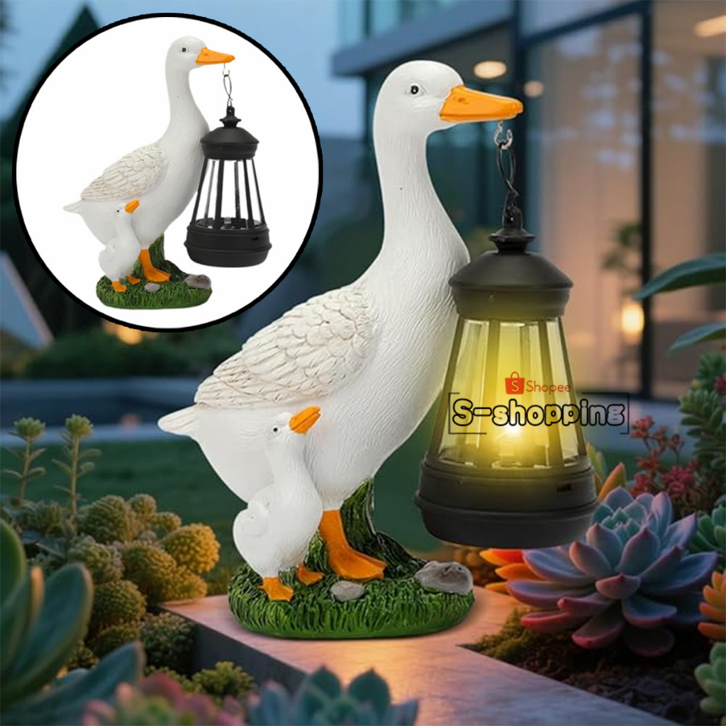 SZ-MINI เป็ด ตัวจิ๋ว ไฟเหลือง โคมไฟ พลังงานแสงอาทิตย์โซล่าเซลล์   1 LED สำหรับตกแต่ง