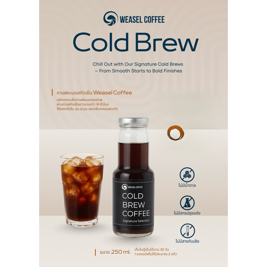 กาแฟขี่ชะมดสกัดเย็น Weasel coffee cold brew 200 ml
