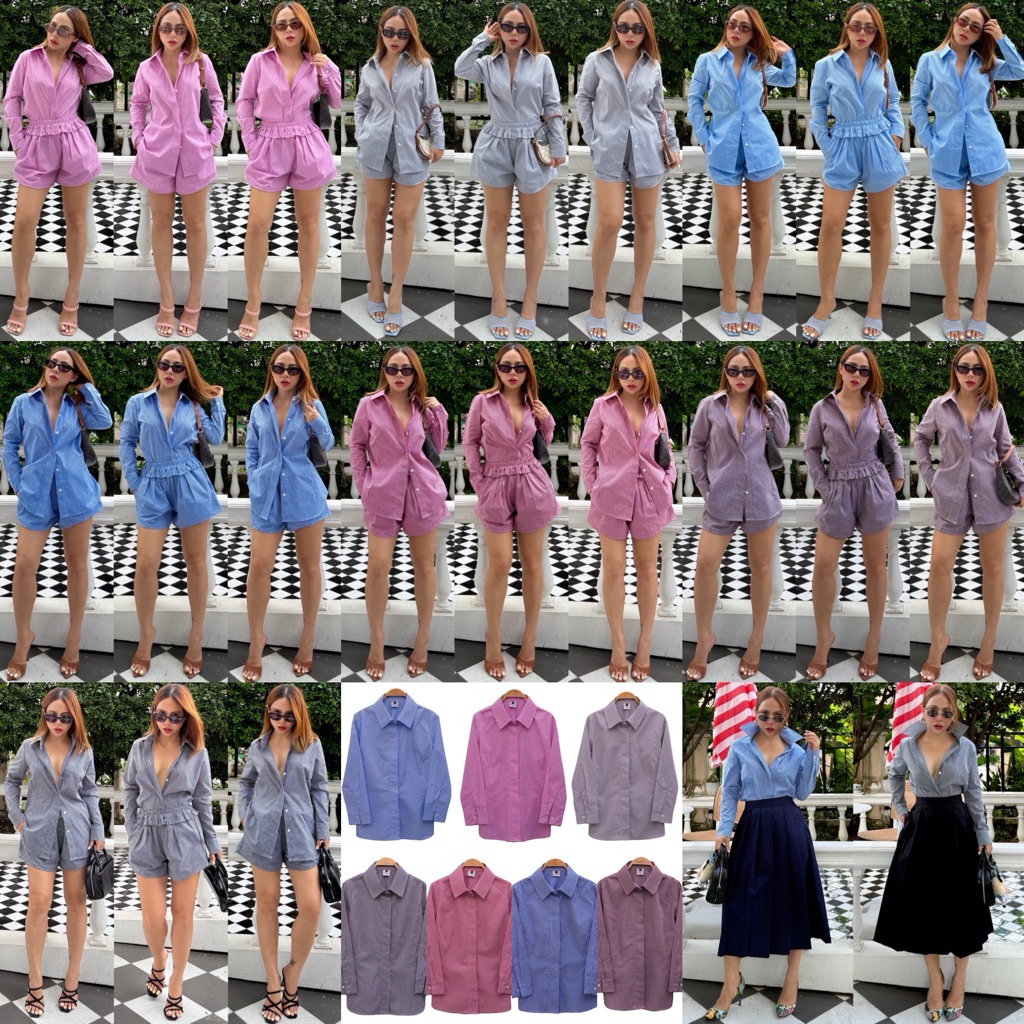 Bright by Aruna:Slim shirt :เชิ้ตสลิมฟิตตารางสก๊อตเข้ารูป มี4size