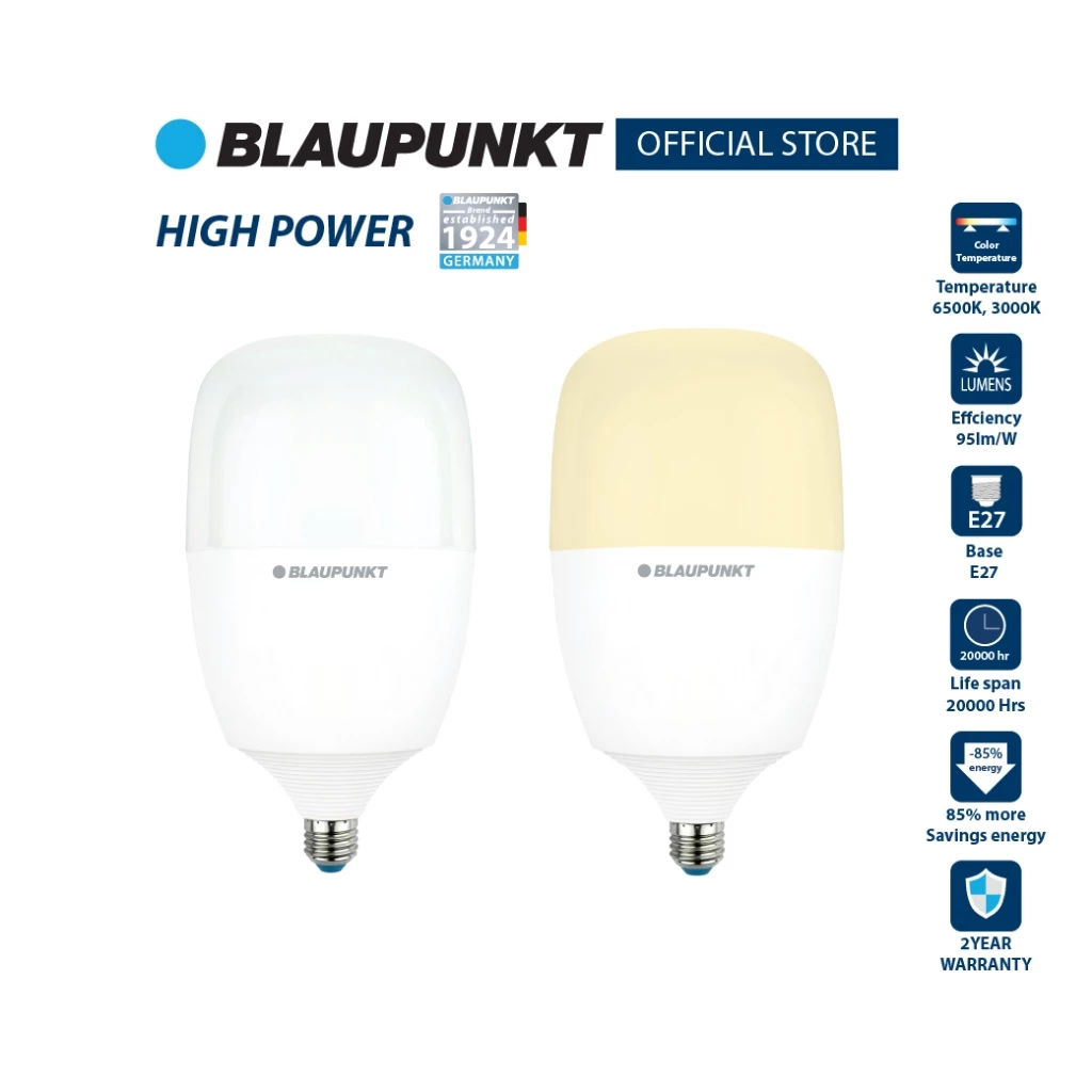 BLAUPUNKT หลอดไฟไฮเพาเวอร์ 5W 10W แสงขาว แสงวอร์ม ขั้วE27 LED HIGH POWER มาตรฐานเยอรมัน