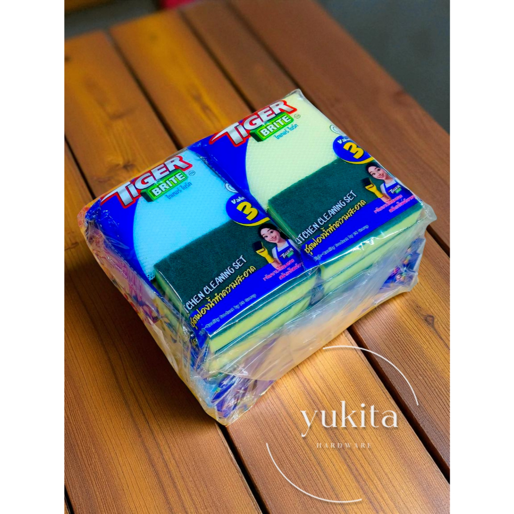 (ยกโหล12ห่อ) 3in1 ฟองน้ำล้างจาน สองด้าน หุ้มตาข่าย ฟองน้ำใยขัด ไบรท์ อเนกประสงค์ สําหรับล้างทําความสะอาด - รูปที่ 3