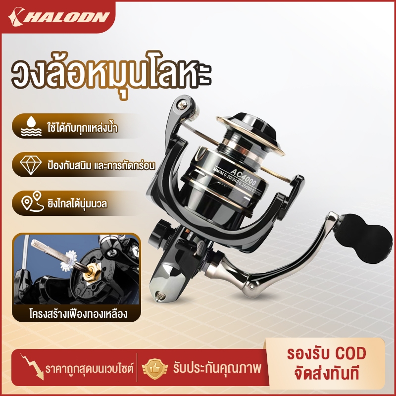 HALODN รอกสปินนิ่ง รอกตกปลา ลอกตกปลา รอกหยดน้ำ AC2000-7000 ตกหน้าดินได้ เหยื่อปลอมได้ รอกครบชุด รอกเบ็ดตกปลา ตีไกล