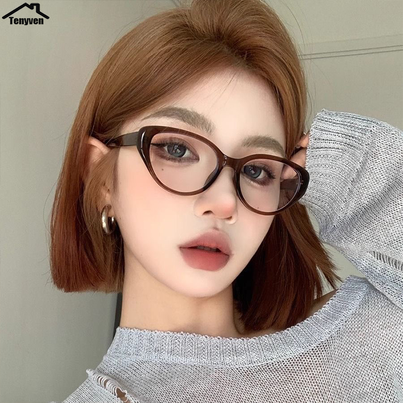 COD-⚡แว่นกรองแสงสีฟ้าวินเทจY2Kแฟชั่นสไตล์เกาหลีกรอบเล็กาตาแมวเรียบง่ายเบาพิเศษแว่นตาสำหรับผู้ชายและผู้หญิง