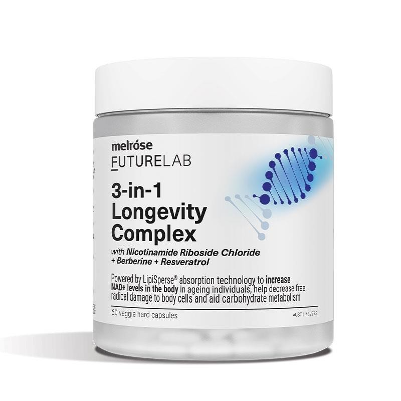 Melrose Futurelab 3-in-1 Longevity Complex (60 แคปซูล) | วิตามินชะลอวัยระดับเซลล์ NAD+ ของแท้จากออสเตรเลีย