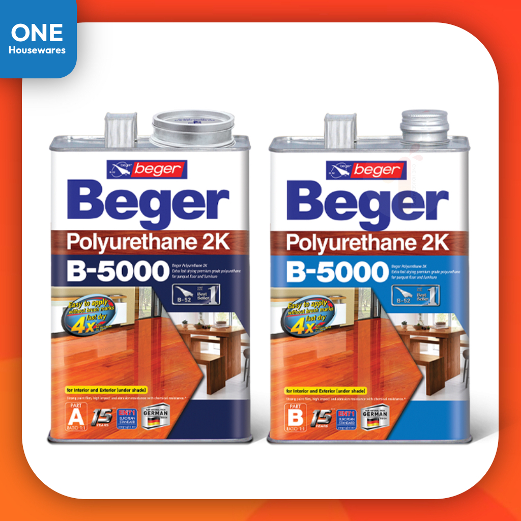 Beger ยูรีเทน โพลียูรีเทน B-5000 ระบบ 2 ส่วน ขนาด 1/4 แกลลอน เบเยอร์ สำหรับภายใน ยูรีเทน เคลือบพื้นไ