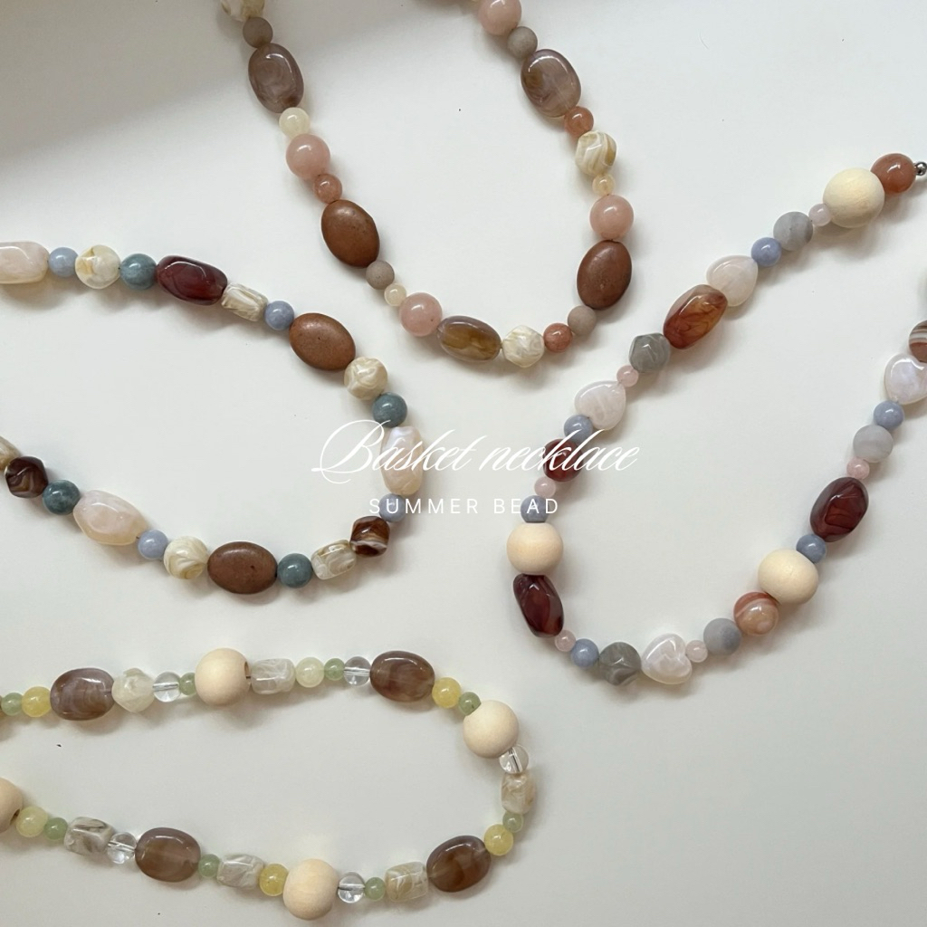 SMB - สร้อยคอหินผสมลูกปัดรุ่น Basket🧺🫒🩰