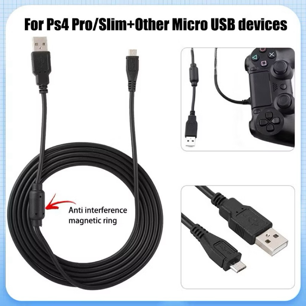 สายชาร์จ จอยเกมส์ Sony Ps4 (Micro usb) ความยาว 1.8 เมตร และ 3 เมตร
