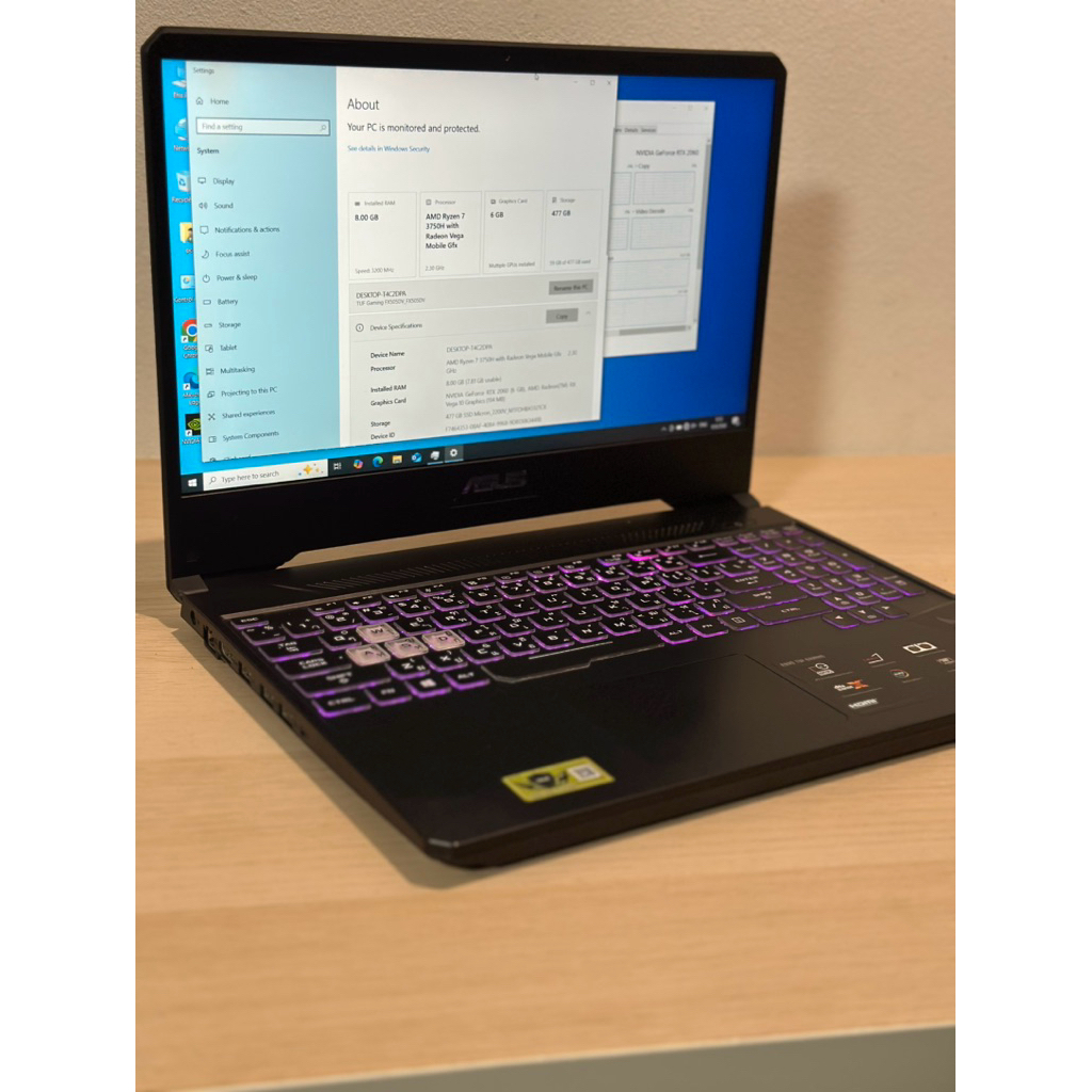 โน๊ตบุ๊ค มือสองAsus TUF Gaming FX505DV-HN227T( มือสอง)R7 3750h  rtx2060 แรงกว่า 3050ti  m.2 512