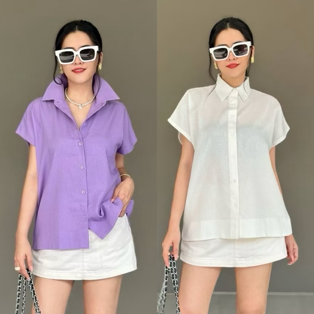 เสื้อแขนล้ำผ้าลินินคอตตอน
