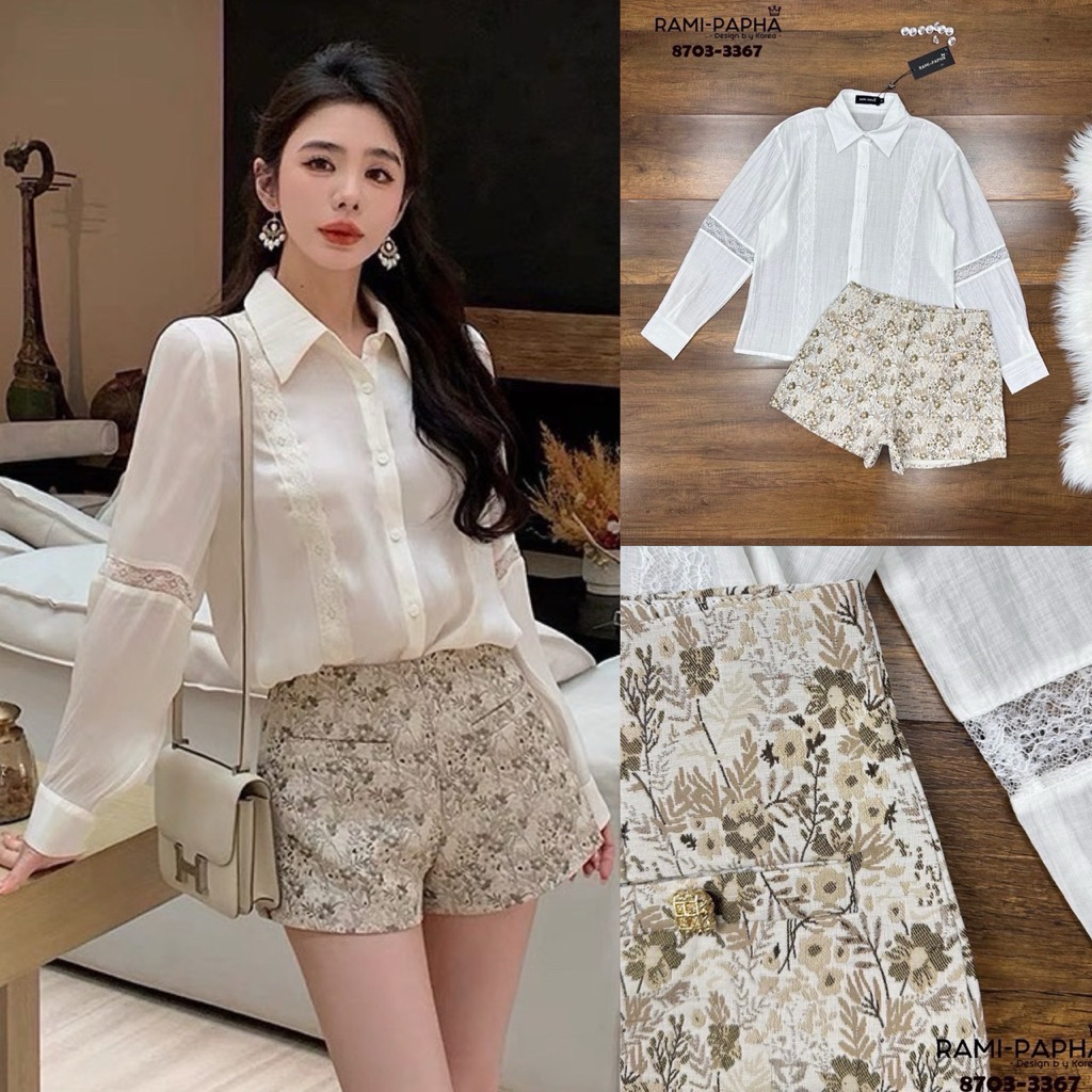 พร้อมส่ง S-XL⚡️RM 8703 เสื้อ+กางเกงขาสั้นผ้าทอ