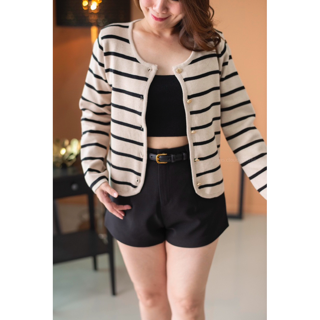 ms.cloudycotton - Mirra cardigan เสื้อคลุมแขนยาว คาร์ดิแกน ลายริ้ว ไหมพรมเนื้อนิ่ม ไม่คัน ยืดเยอะ ทรงสวย ใส่สบายผิว