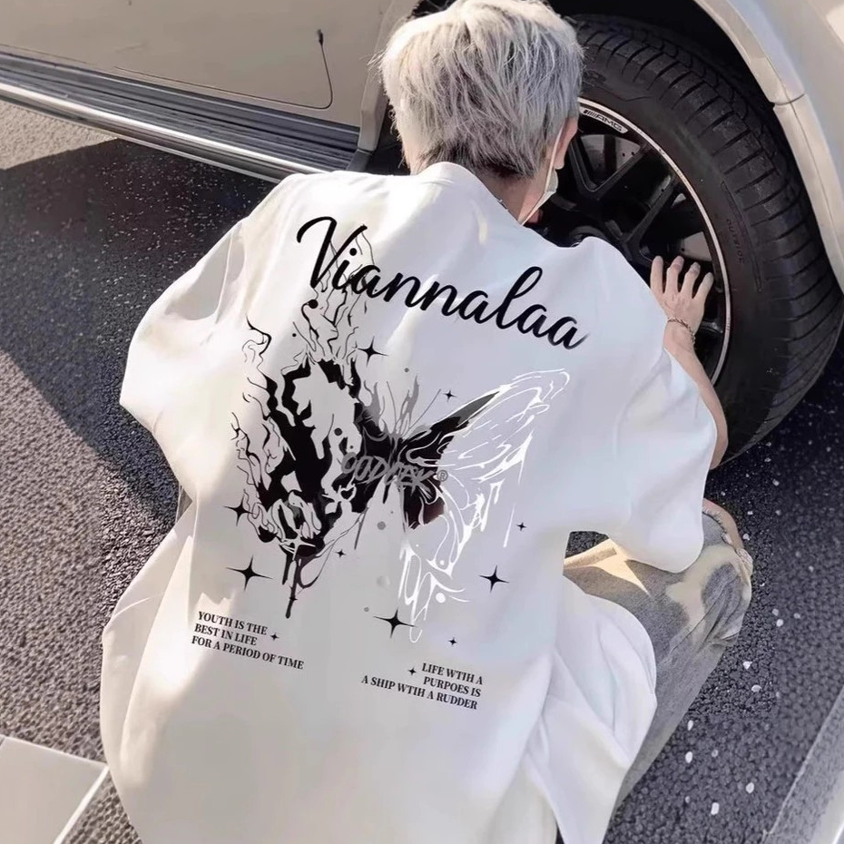 เสื้อยืดแขนสั้นผู้ชายใหม่  oversize สไตล์เกาหลี หลวมสบาย ผ้านุ่ม ดูดี