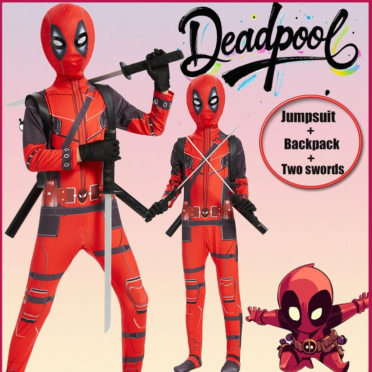 ชุดเดดพูลเด็ก เด็กชาย ฮาโลวีน ชุดซูเปอร์ฮีโร่ ชุด Deadpool Costume For Kids Superhero มาพร้อมดาบ | ชุดคอสเพลย์