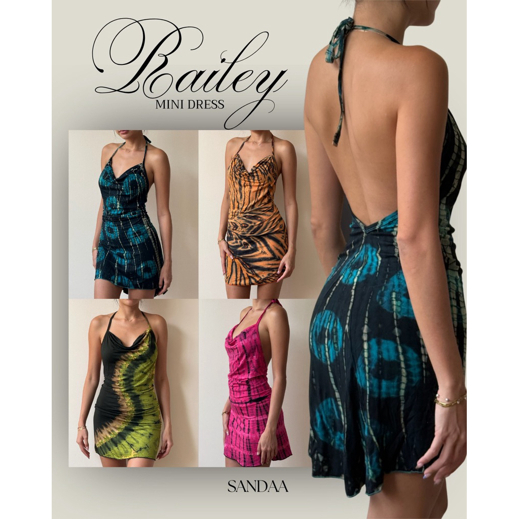 RAILEY DRESS (เดรสมัดย้อมผูกคอ เปิดหลัง)