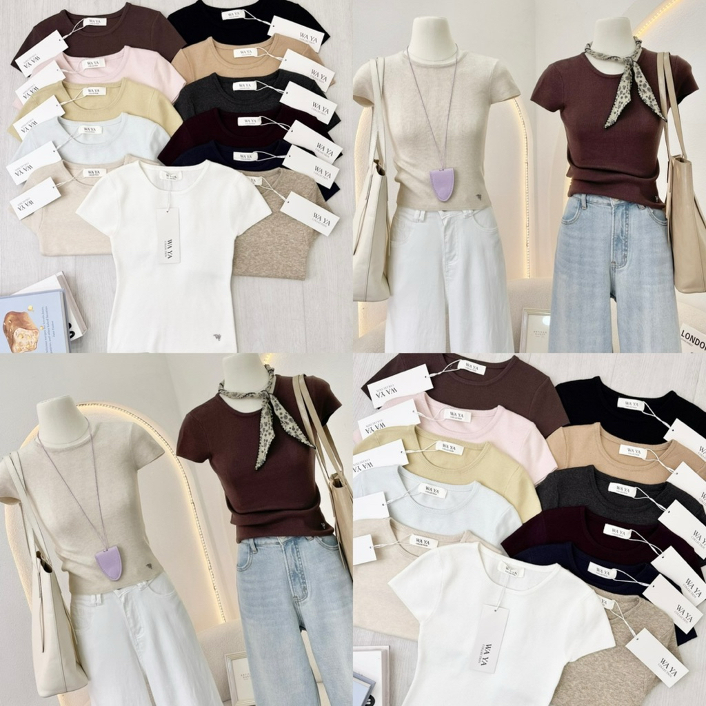 Waya - เสื้อครอปไหมพรม คอกลม (w002)