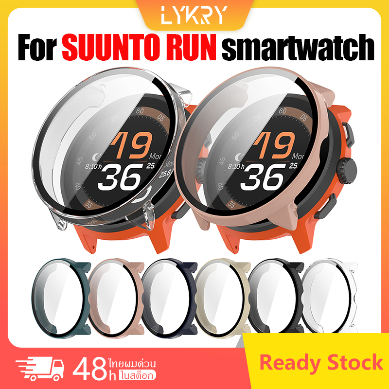 เคส PC+กระจกนิรภัยสำหรับนาฬิกาสมาร์ทวอทช์ SUUNTO RUN แบบเต็มจอ พร้อมฟิล์มกันรอยกันกระแทก