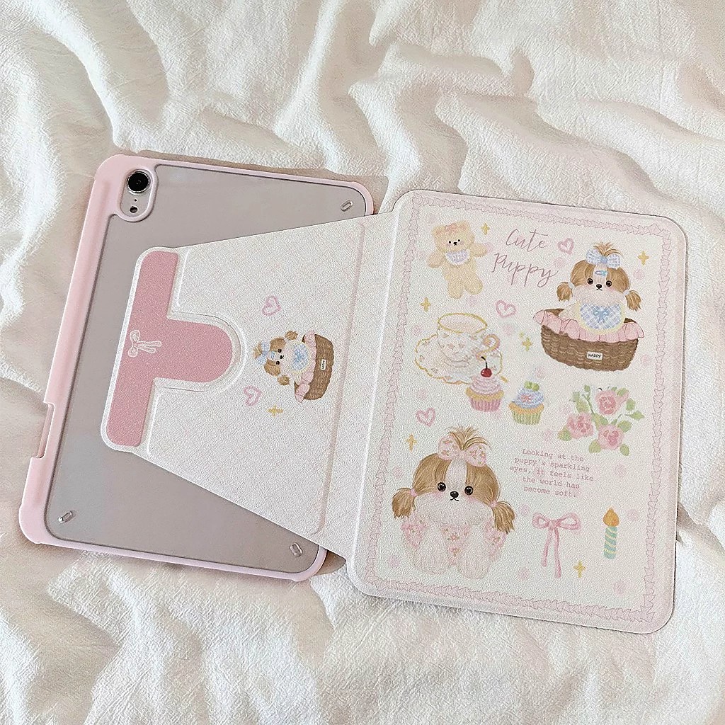 ⭐พร้อมส่ง⭐เคสแท็บเล็ต Samsung สำหรับ Tab S9+ S9 หมุนได้ 360°ลูกสุนัขดอกไม้ S10+มีที่ใส่ปากกา S6 Lite